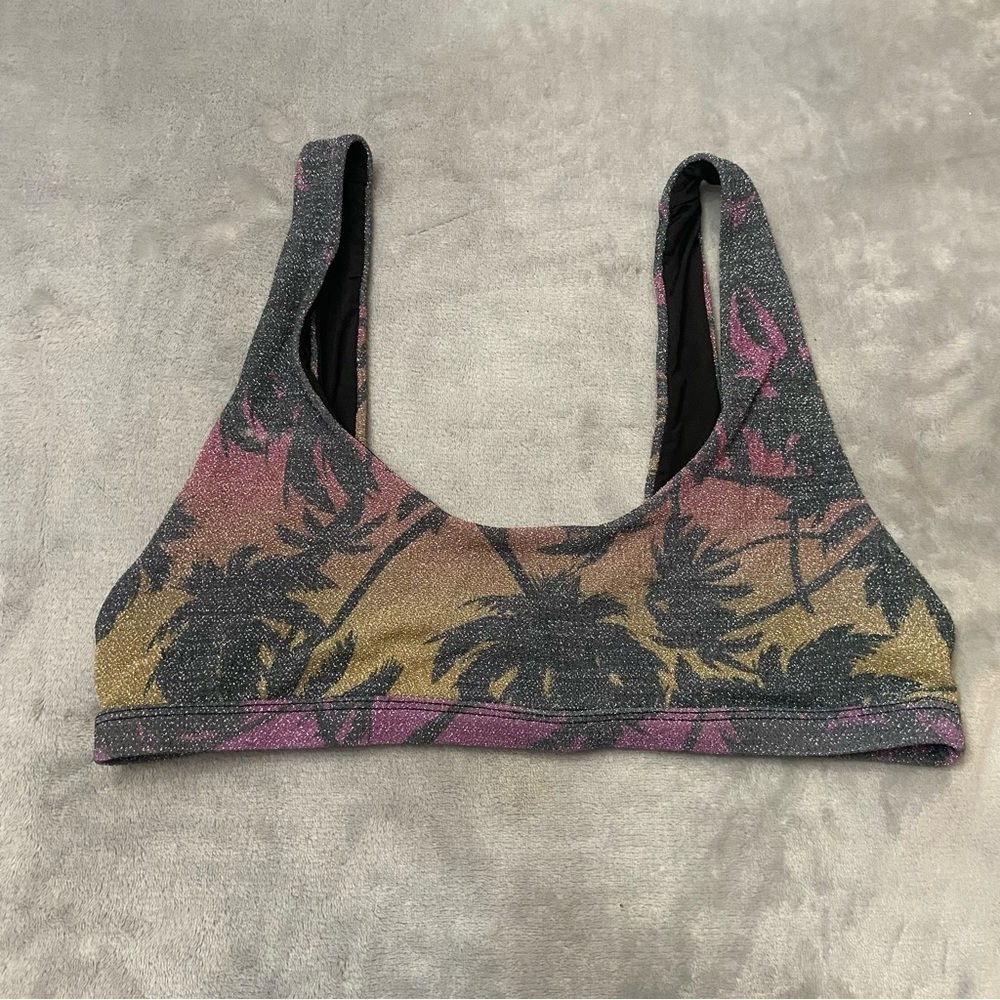 New! Beach Riot Payton top hibiscus shine sparkle floral 10021 - Picture 3 of 9
